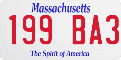 MA license plate 199BA3