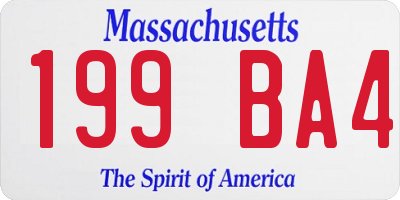 MA license plate 199BA4