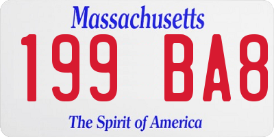MA license plate 199BA8