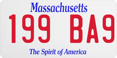 MA license plate 199BA9