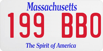 MA license plate 199BB0