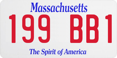 MA license plate 199BB1