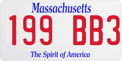 MA license plate 199BB3