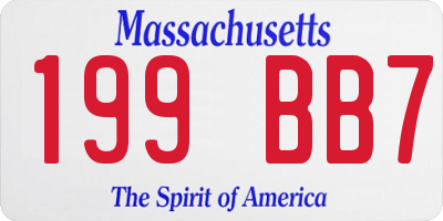 MA license plate 199BB7