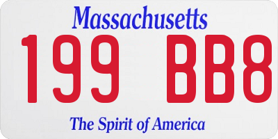 MA license plate 199BB8