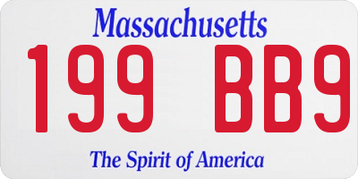 MA license plate 199BB9
