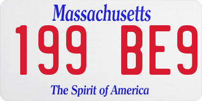 MA license plate 199BE9