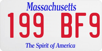 MA license plate 199BF9