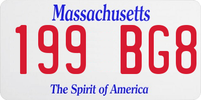 MA license plate 199BG8