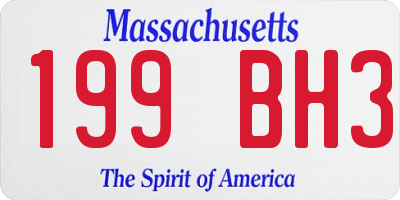 MA license plate 199BH3