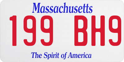 MA license plate 199BH9