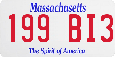 MA license plate 199BI3