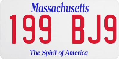 MA license plate 199BJ9