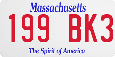 MA license plate 199BK3