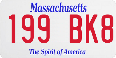 MA license plate 199BK8
