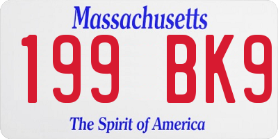 MA license plate 199BK9