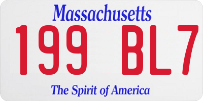 MA license plate 199BL7