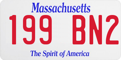 MA license plate 199BN2