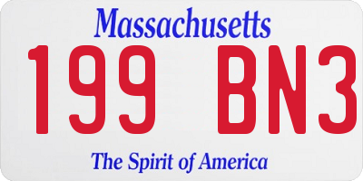 MA license plate 199BN3