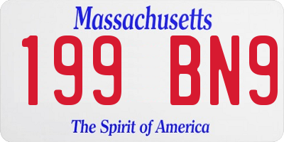 MA license plate 199BN9