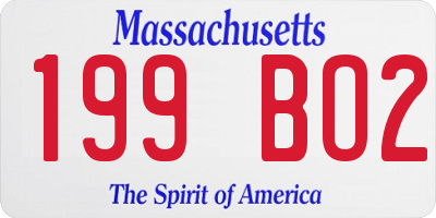 MA license plate 199BO2