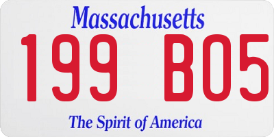 MA license plate 199BO5