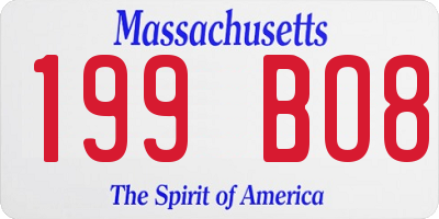 MA license plate 199BO8