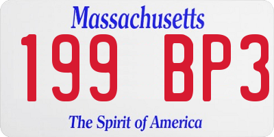 MA license plate 199BP3