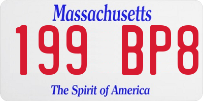 MA license plate 199BP8