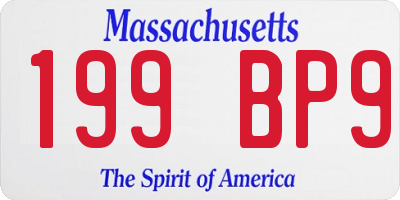 MA license plate 199BP9