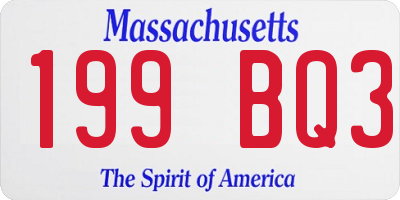MA license plate 199BQ3
