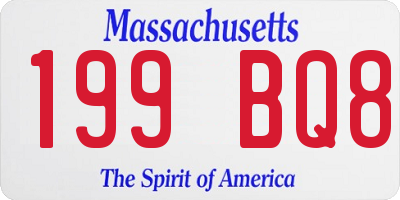 MA license plate 199BQ8