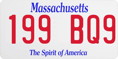 MA license plate 199BQ9