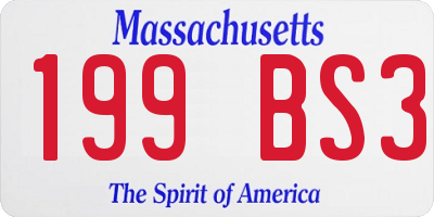 MA license plate 199BS3