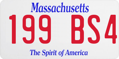 MA license plate 199BS4