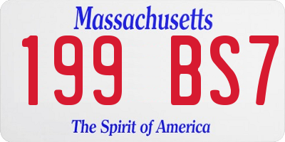 MA license plate 199BS7