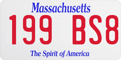 MA license plate 199BS8