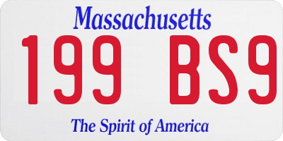 MA license plate 199BS9