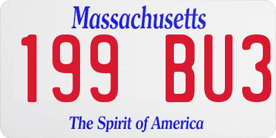 MA license plate 199BU3