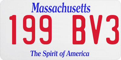 MA license plate 199BV3