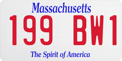 MA license plate 199BW1