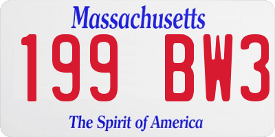 MA license plate 199BW3