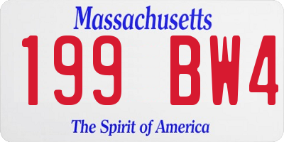 MA license plate 199BW4