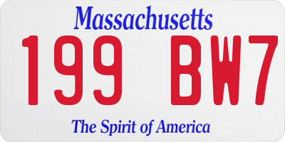 MA license plate 199BW7