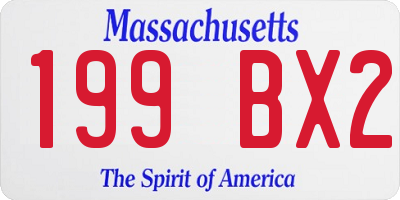 MA license plate 199BX2