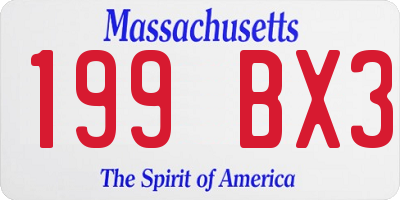 MA license plate 199BX3