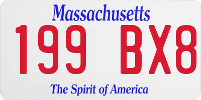 MA license plate 199BX8