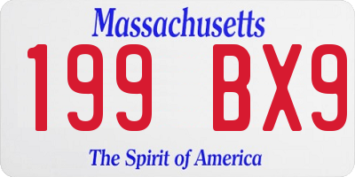 MA license plate 199BX9