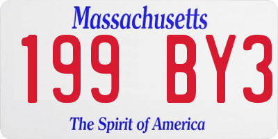 MA license plate 199BY3