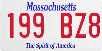 MA license plate 199BZ8